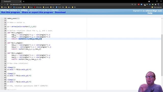 VPython for Beginners 57 - Rotating Vectors смотреть онлайн