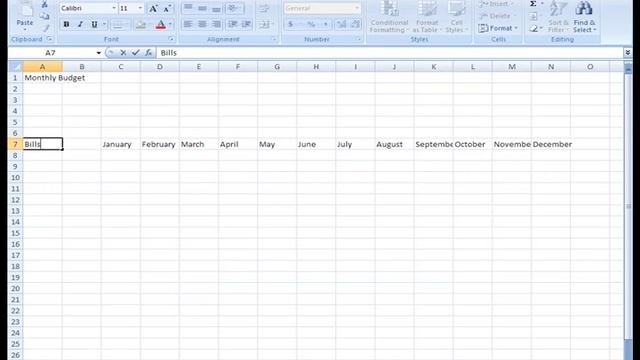 Excel 2007: Create A Spreadsheet