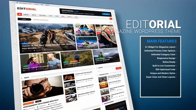 Editorial - Free Ultimate Magazine WordPress Theme смотреть онлайн