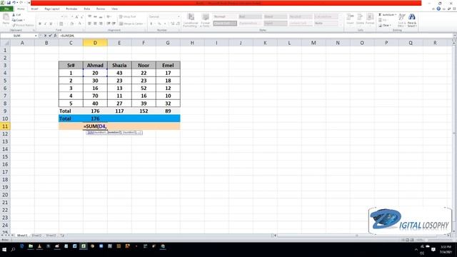 Using the Sum Function in Excel, how to sum in excel, subtract in excel | Digitallosophy смотреть онлайн
