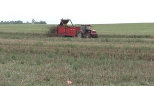 разбрасывание навоза на поле с навозоразбрасыватель МТУ