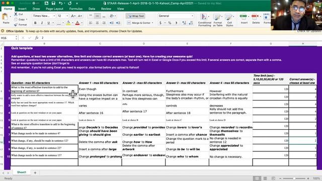 Kahoot Import Questions Excel Xlsx Spreadsheet