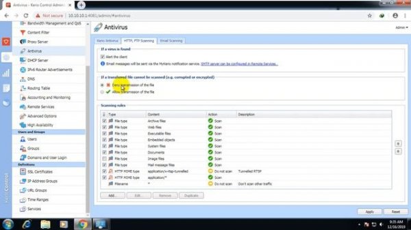 kerrio Control proxy server and antivirus   remote services