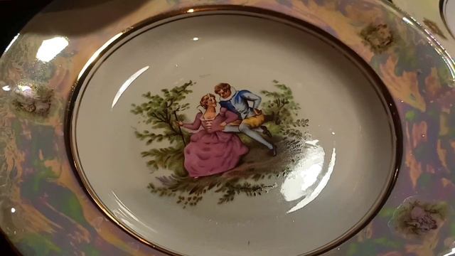 Блюдо и тарелки, Встреча, Фарфор Польша Ходзеж 1960г смотреть онлайн