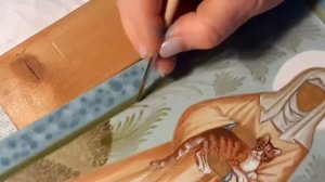 Икона святая преподобная Гертруда Нивельская. Процесс написания.