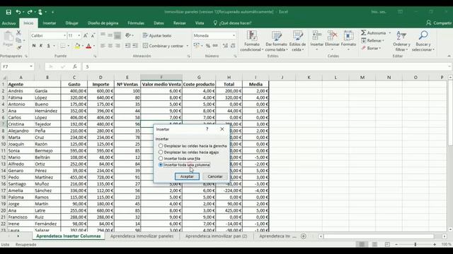 Excel 2013. Insertar Filas Y Columnas