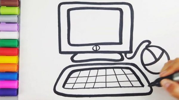 How to Draw a Computer - Drawing and Coloring for Kids / Как Нарисовать Компьютер