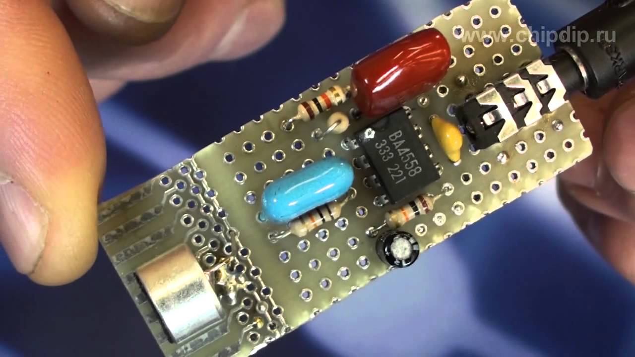 Микрофонный усилитель на микросхеме BA4558 смотреть онлайн