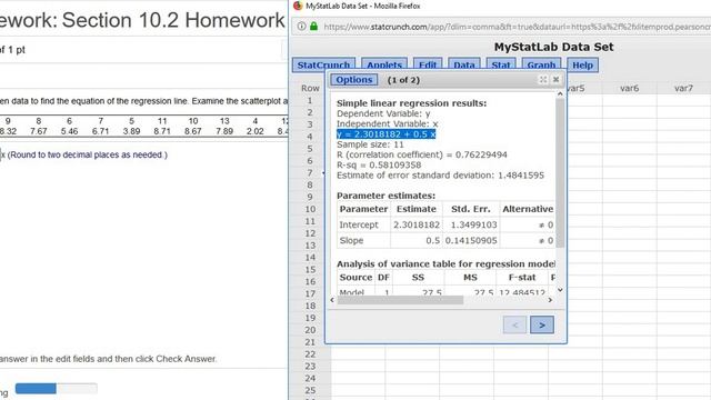 Find the Least Squares Regression Line in StatCrunch смотреть онлайн