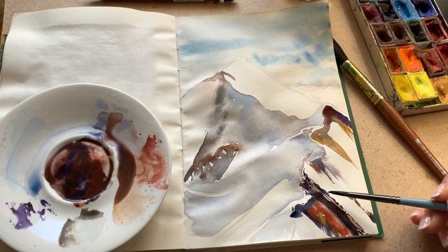 ГОРЫ АКВАРЕЛЬЮ для начинающих. Поэтапно и очень просто