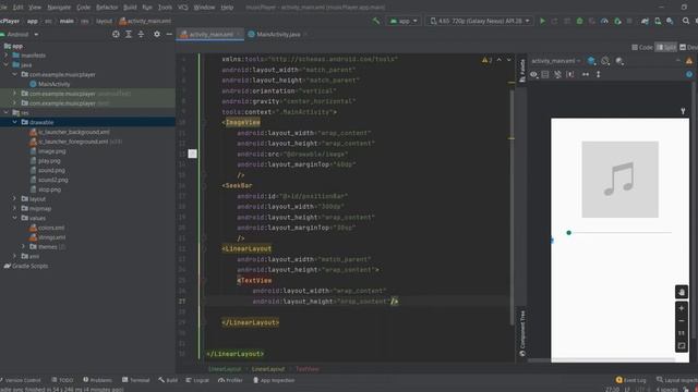 how to make music Player App in adroid studio java part 1 xml code смотреть онлайн