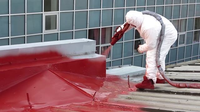 Нанесение полимочевины. Напыляемый пенополиуретан. КМАполимер. смотреть онлайн