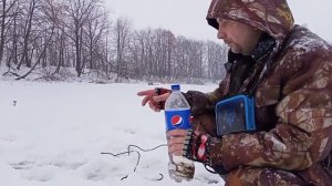 Как быстро добыть живца зимой.Ловим на китайский подъемник.