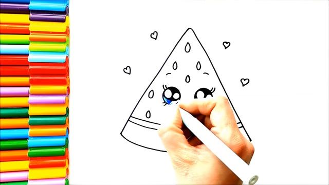 Милый рисунок арбузного мороженого. смотреть онлайн