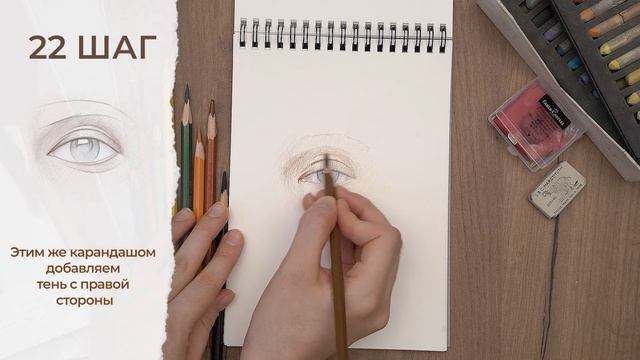 Как нарисовать реалистичный глаз поэтапно карандашом | Обучение рисованию для начинающих смотреть онлайн