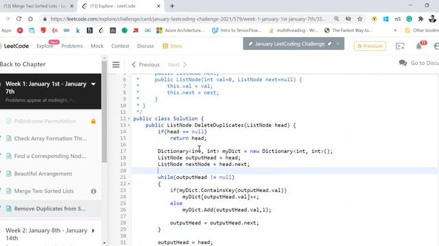 Facebook Interview Question | LeetCode-82 | Remove Duplicates from Sorted List II смотреть онлайн