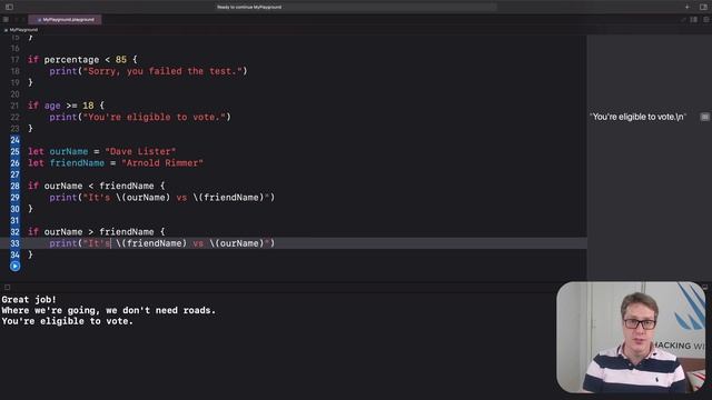 How to check a condition is true or false – Swift for Complete Beginners смотреть онлайн