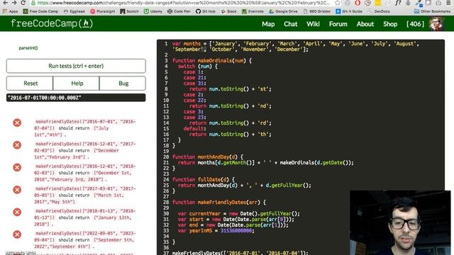 Friendly Date Ranges -- JavaScript -- Free Code Camp смотреть онлайн