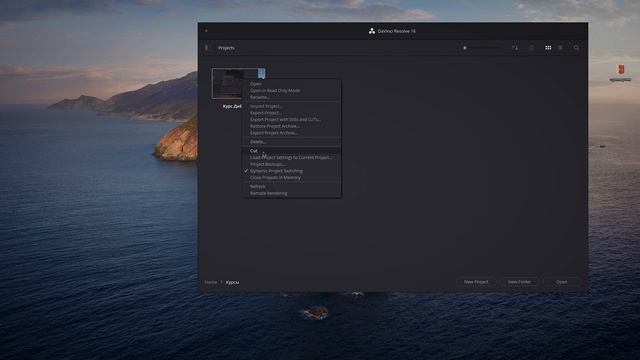 DaVinci Resolve 16 #2 ПРОЕКТ и ПАПКИ. Обучающий курс смотреть онлайн