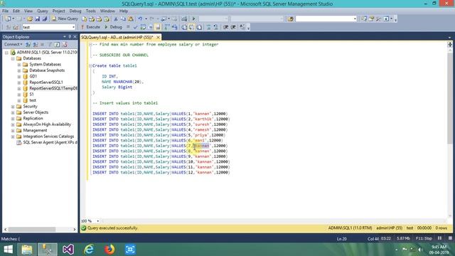 How to find highest and lowest salary in sql server - SQL SERVER TUTORIAL смотреть онлайн