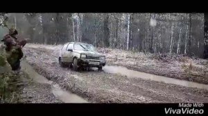 Ока.Ваз-1111.Выезд на охоту.Первый снег. Бездорожье.