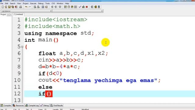 1-Dars. C++ dasturlash tilida tarmoqlanuvchi jarayonlarni dasturlash (Kvadrat tenglama misolida) смотреть онлайн