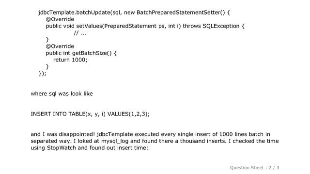 MySQL : Why Spring's jdbcTemplate.batchUpdate() so slow? смотреть онлайн