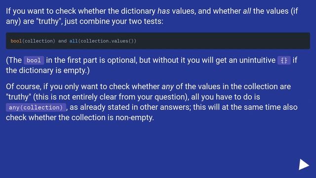 Pythonic way to check empty dictionary and empty values смотреть онлайн