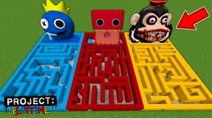 Я нашел новые лабиринты с БОКСИ БУ СИНИЙ РАДУЖНЫЙ ДРУГ ПОВАР ОБЕЗЬЯНА в майнкрафт! MAZE MINECRAFT