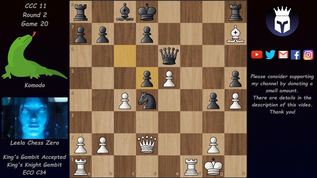 Leela exterminates Komodo in the King's Gambit | CCC 11 Round 2 смотреть онлайн