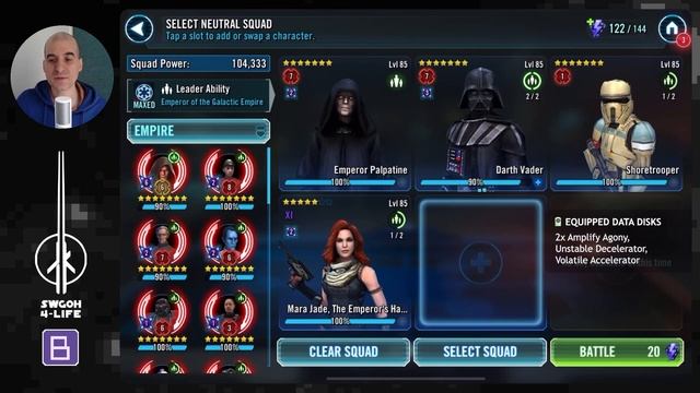 Counter Padme in Conquest with Self-destruct & Gone in 30s Data Disk Set | SWGOH смотреть онлайн