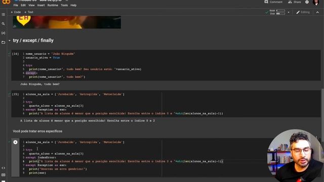 Curso Python - Módulo 03 - Aula 02 - EXCEÇÃO (try / except / finally) смотреть онлайн