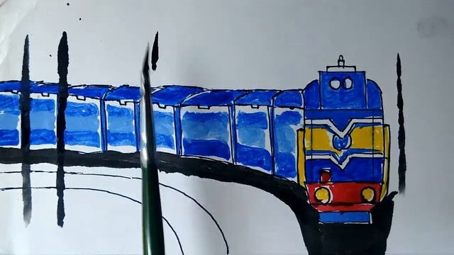 How to draw Train drawing sketch painting art simple easy steps. Draw railway station nature scener смотреть онлайн