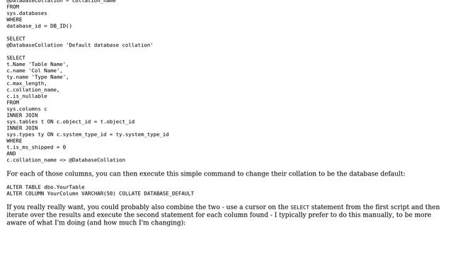 Databases: Remove collation from all database columns (2 Solutions!!) смотреть онлайн