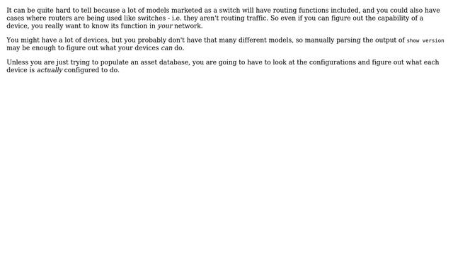 Having ssh access only, determine if the device is router or a switch (Cisco and Juniper) смотреть онлайн