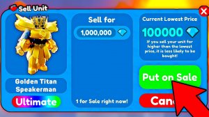 🤑Я ПРОДАЛ ЭТОГО ЮНИТА ЗА 1.000.000 ГЕМОВ В Toilet Tower Defense! секретный ультимейт ттд роблокс!