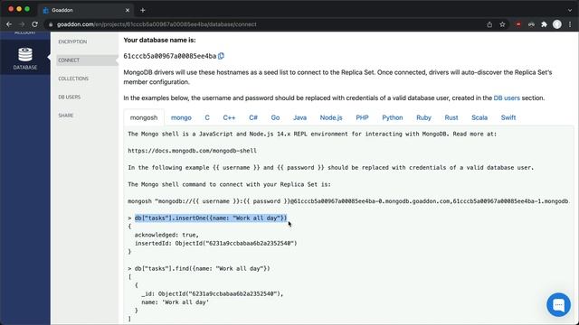 Goaddon (9/9) A demonstration of Goaddon's hosted MongoDB database смотреть онлайн