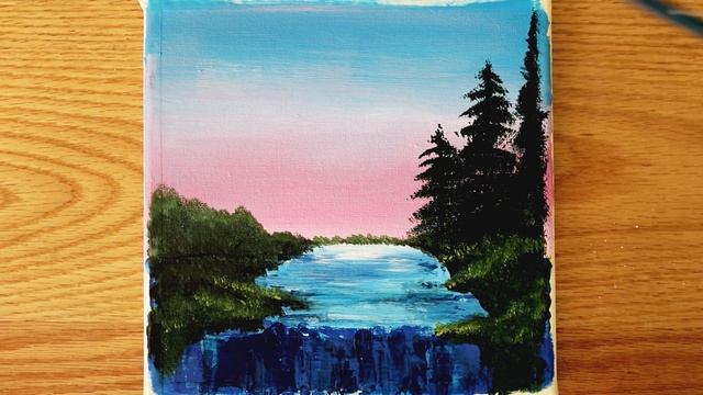 Acrylic Painting Tutorial | Forest Waterfall Landscape Painting | Easy Acrylic Painting #19
