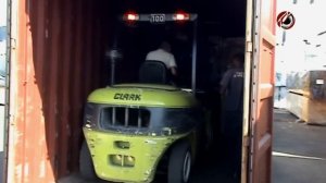 Автоматическая выгрузка пиломатериалов сосновых из 40-футового контейнера