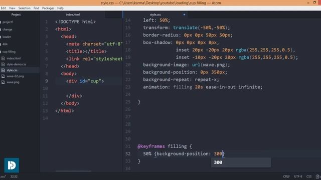 Pure CSS Filling Cup With Water Animation For Loading Page Design Using CSS Keyframes смотреть онлайн