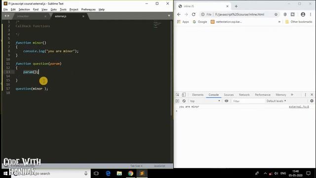 JavaScript course : Callback functions in JavaScript смотреть онлайн