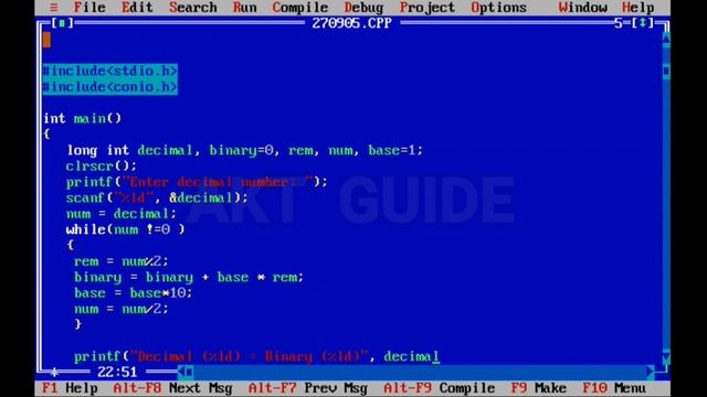 C Program to Convert Decimal Number to Binary Number//Loop (for, while, do-while)//akt guide смотреть онлайн