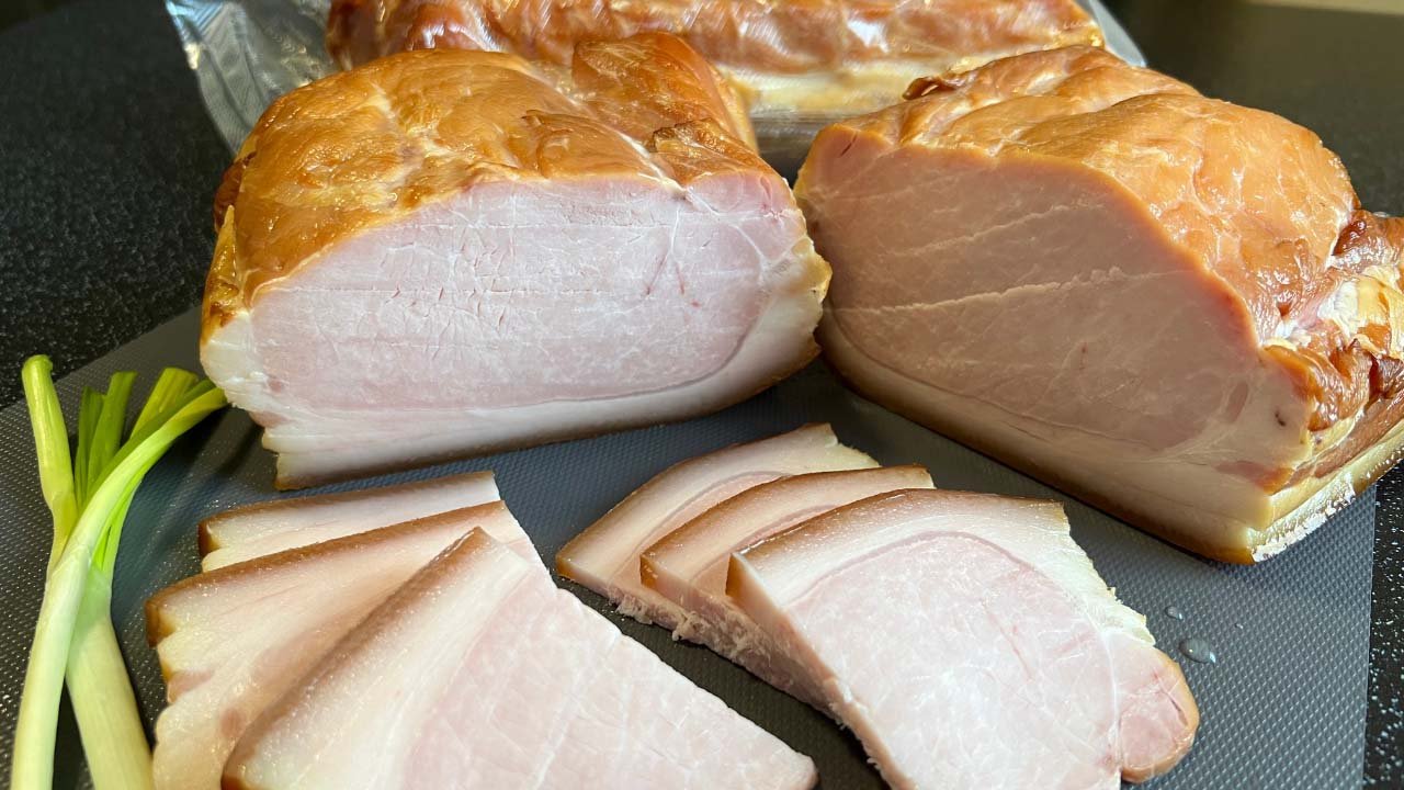 КАРБОНАД варено-копченый В НОВОЙ КОПТИЛЬНЕ