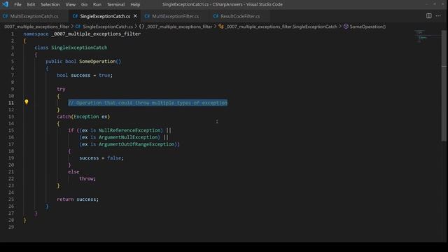Best way to catch multiple exceptions in C# смотреть онлайн