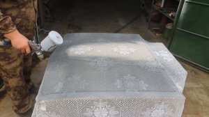 Покраска капота через тюль. Покраска шторами