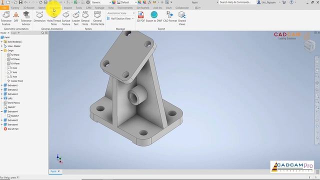 Inventor 2020 Tutorial #124 | 3D Modeling Design & Annotate Dimensions - 3D PDF смотреть онлайн