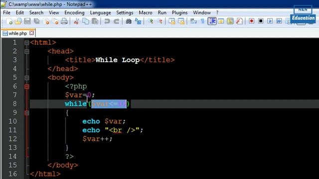 PHP: Hypertext Preprocessor -Tutorial no 27 While Loop смотреть онлайн