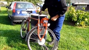 1. Велосипед с мотором от бензотриммера. Bicycle with a motor from a benzotrimmer.