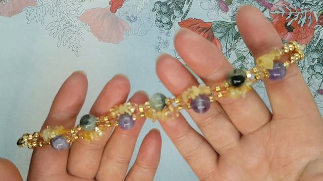 Beads Bracelet. Браслет из каменной крошки. Tutorial Bracelets.