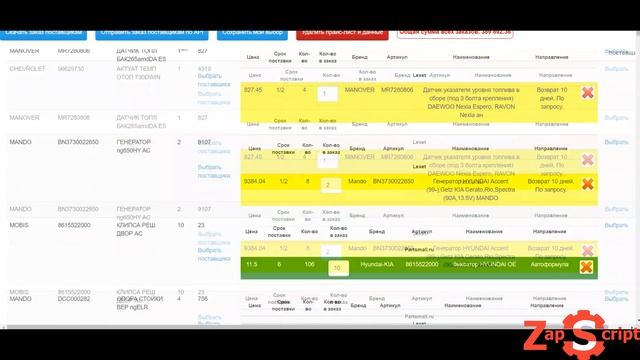 система закупки товаров - автозапчастей, анализ цен и остатков смотреть онлайн